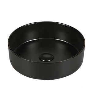 INFINITY ABOVE COUNTER CERAMIC BASIN ROUND MATTE BLACK 360MM
