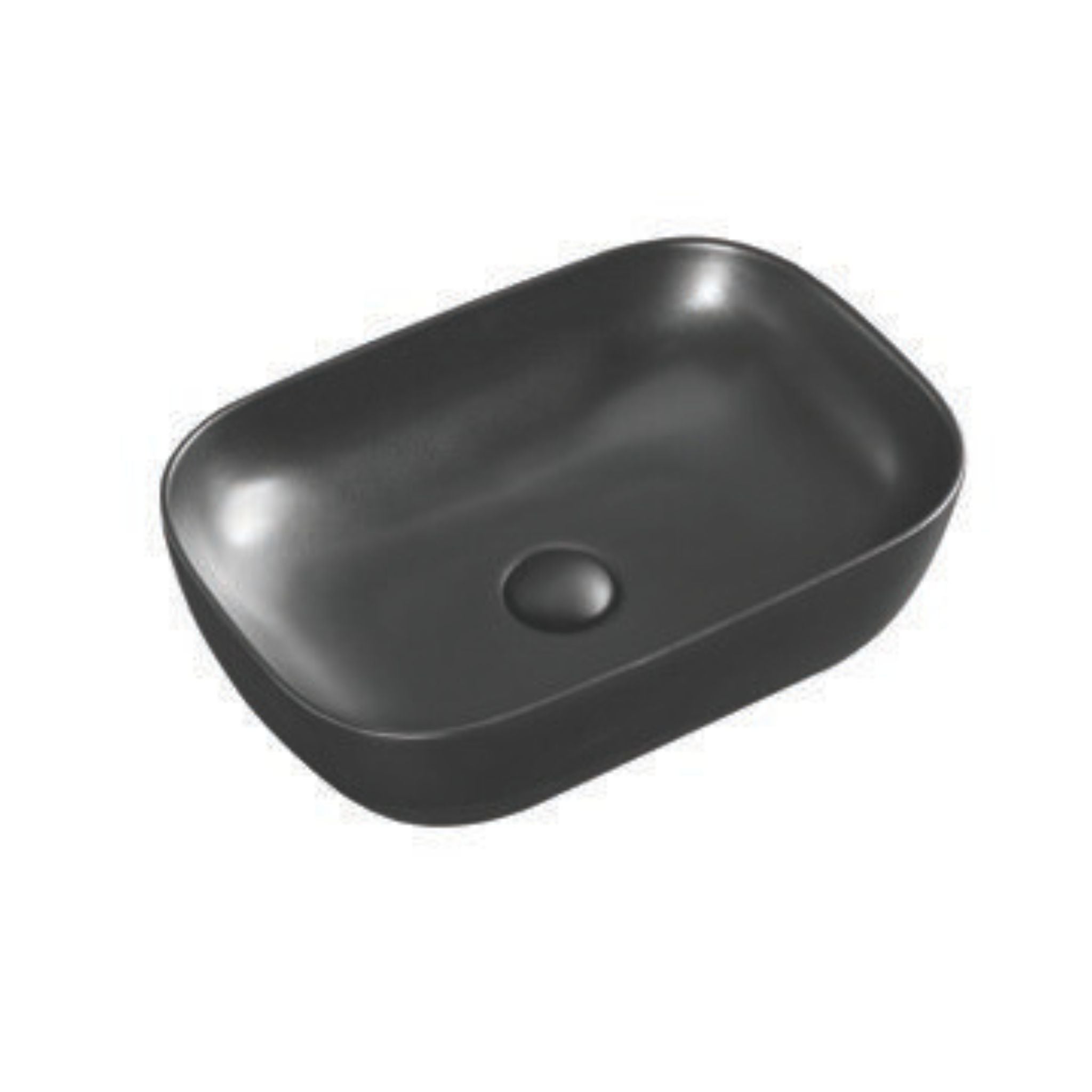 INFINITY ABOVE COUNTER CERAMIC BASIN RECTANGULAR MATTE BLACK 460MM
