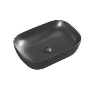 INFINITY ABOVE COUNTER CERAMIC BASIN RECTANGULAR MATTE BLACK 460MM