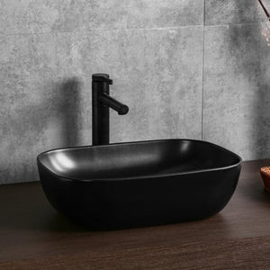 INFINITY ABOVE COUNTER CERAMIC BASIN RECTANGULAR MATTE BLACK 460MM