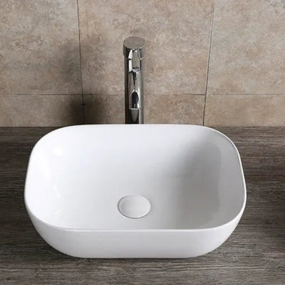 INFINITY ABOVE COUNTER CERAMIC BASIN RECTANGULAR GLOSS WHITE 460MM