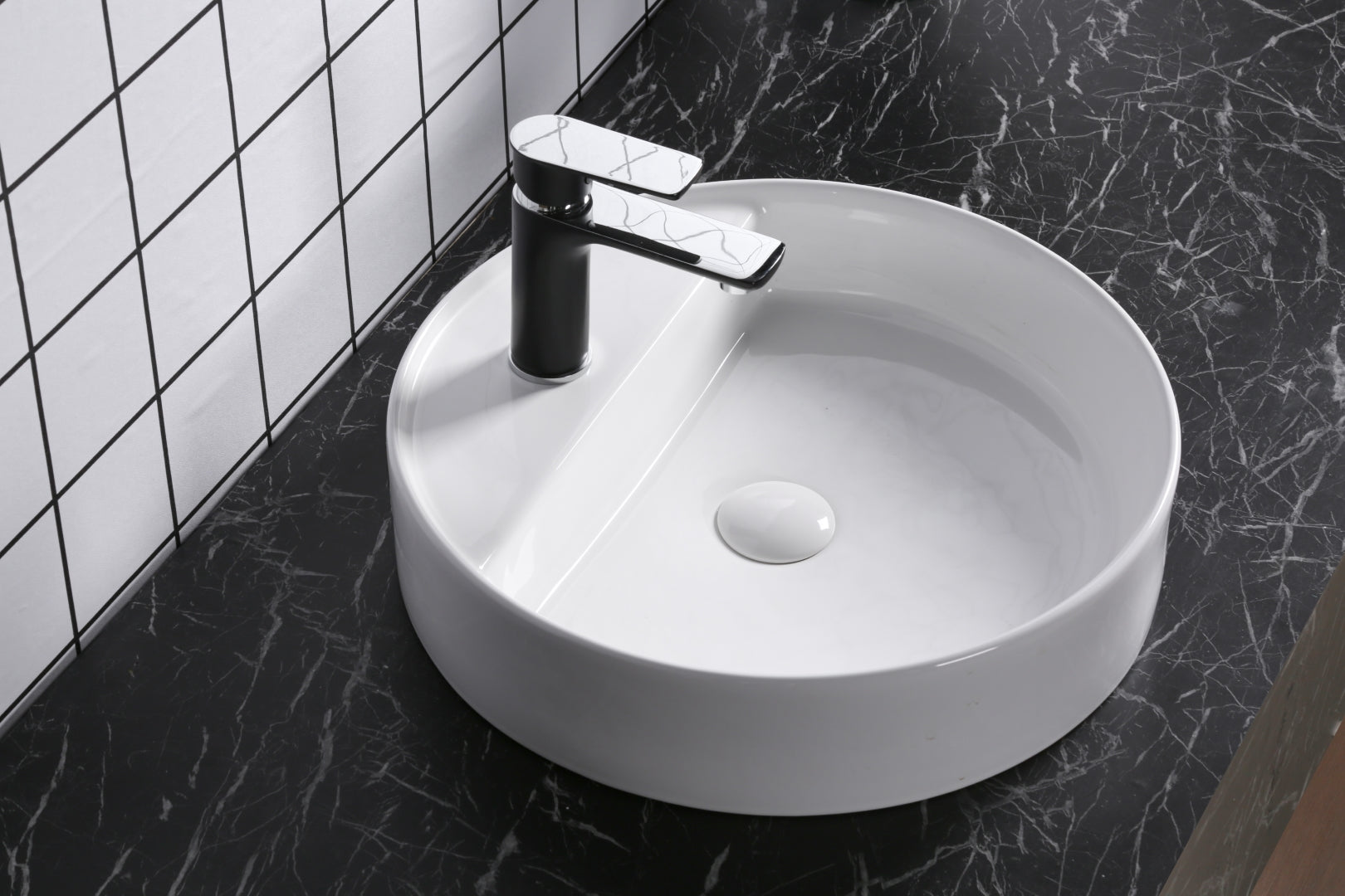 INFINITY CERAMIC BASIN ABOVE COUNTER ROUND GLOSS WHITE 450MM