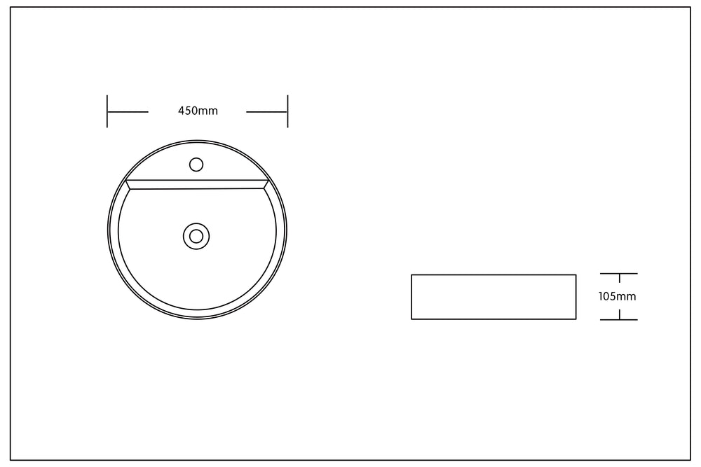 INFINITY CERAMIC BASIN ABOVE COUNTER ROUND GLOSS WHITE 450MM