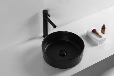 INFINITY CERAMIC BASIN ABOVE COUNTER ROUND MATTE BLACK 360MM