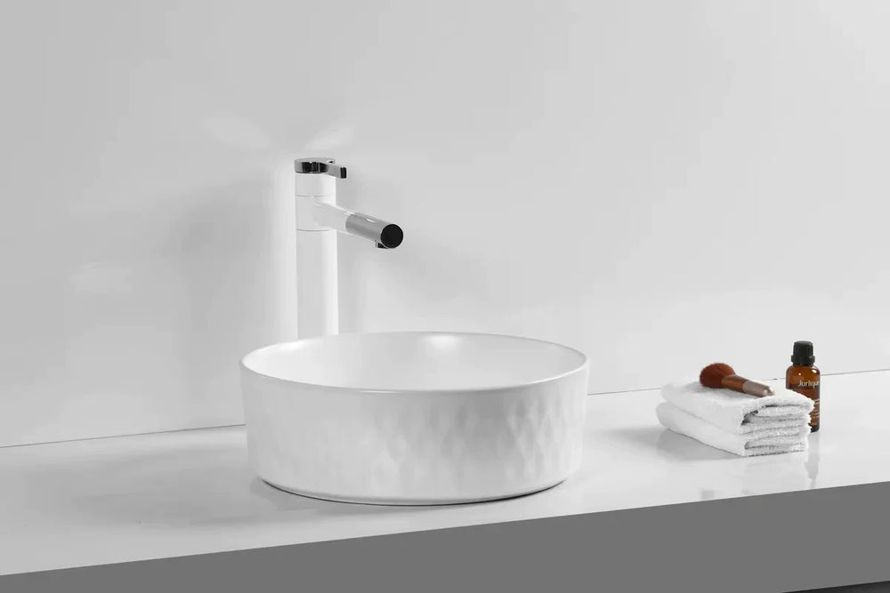 INFINITY CERAMIC BASIN ABOVE COUNTER ROUND GLOSS WHITE 360MM