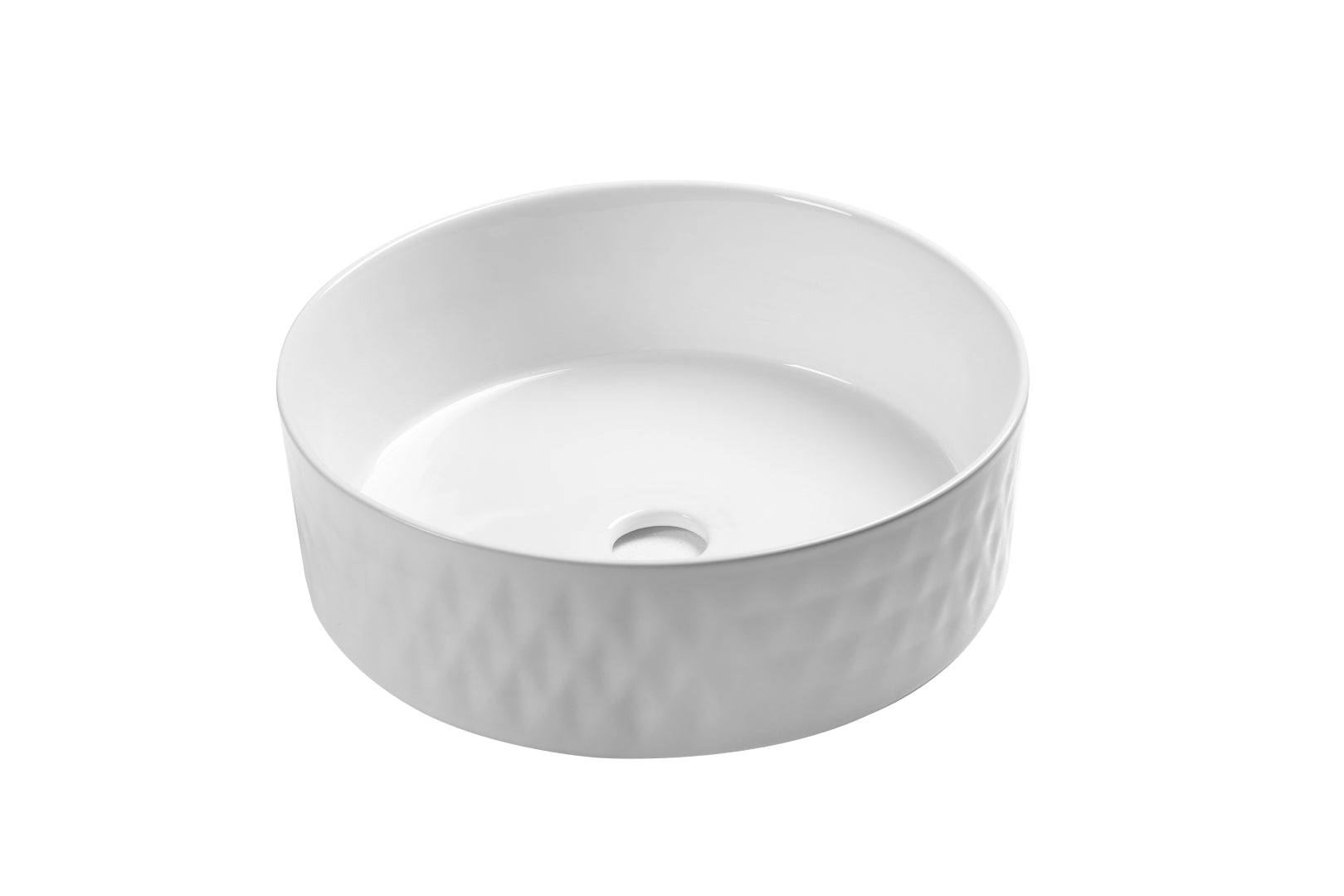 INFINITY CERAMIC BASIN ABOVE COUNTER ROUND GLOSS WHITE 360MM