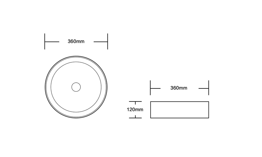 INFINITY CERAMIC BASIN ABOVE COUNTER ROUND MATTE BLACK 360MM