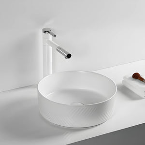 INFINITY ABOVE COUNTER CERAMIC BASIN ROUND MATTE WHITE 360MM