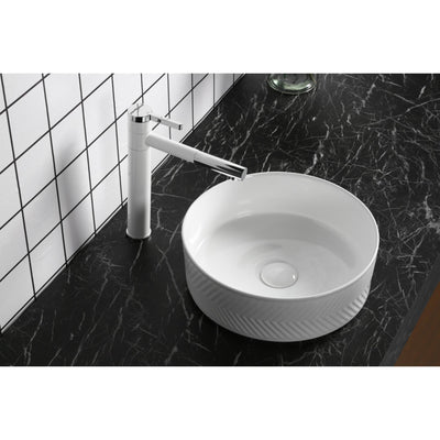 INFINITY ABOVE COUNTER CERAMIC BASIN ROUND GLOSS WHITE 360MM