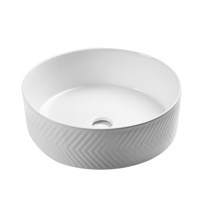 INFINITY ABOVE COUNTER CERAMIC BASIN ROUND GLOSS WHITE 360MM