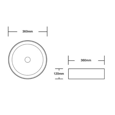 INFINITY ABOVE COUNTER CERAMIC BASIN ROUND MATTE WHITE 360MM