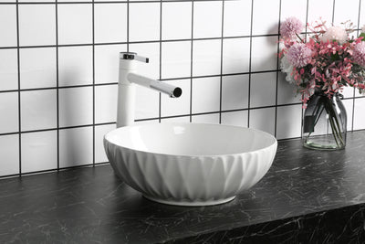 INFINITY CERAMIC BASIN ABOVE COUNTER ROUND GLOSS WHITE 400MM
