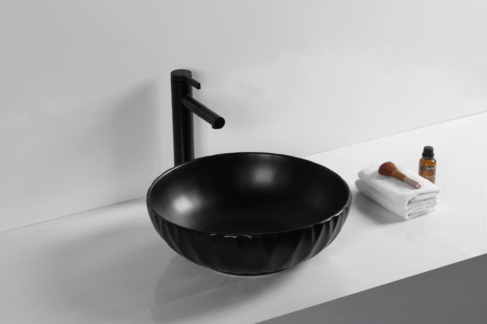 INFINITY CERAMIC BASIN ABOVE COUNTER ROUND MATTE BLACK 400MM