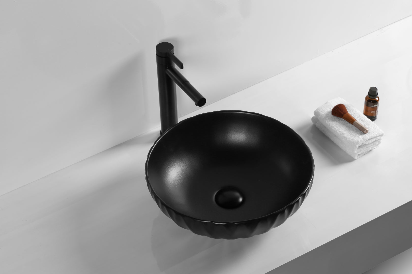 INFINITY CERAMIC BASIN ABOVE COUNTER ROUND MATTE BLACK 400MM