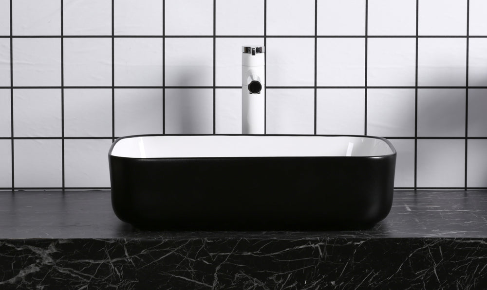 INFINITY ABOVE COUNTER BASIN RECTANGULAR GLOSS BLACK / WHITE 500MM