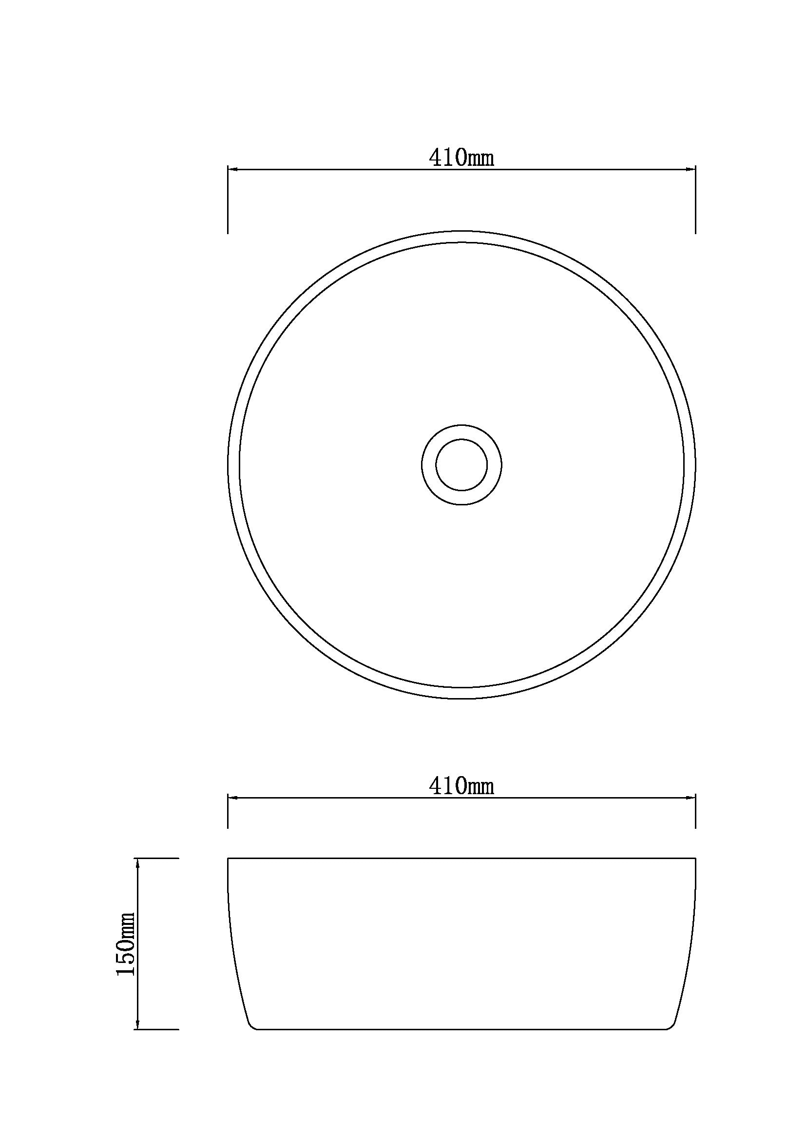 INFINITY ABOVE COUNTER BASIN ROUND PORCELAIN 410MM