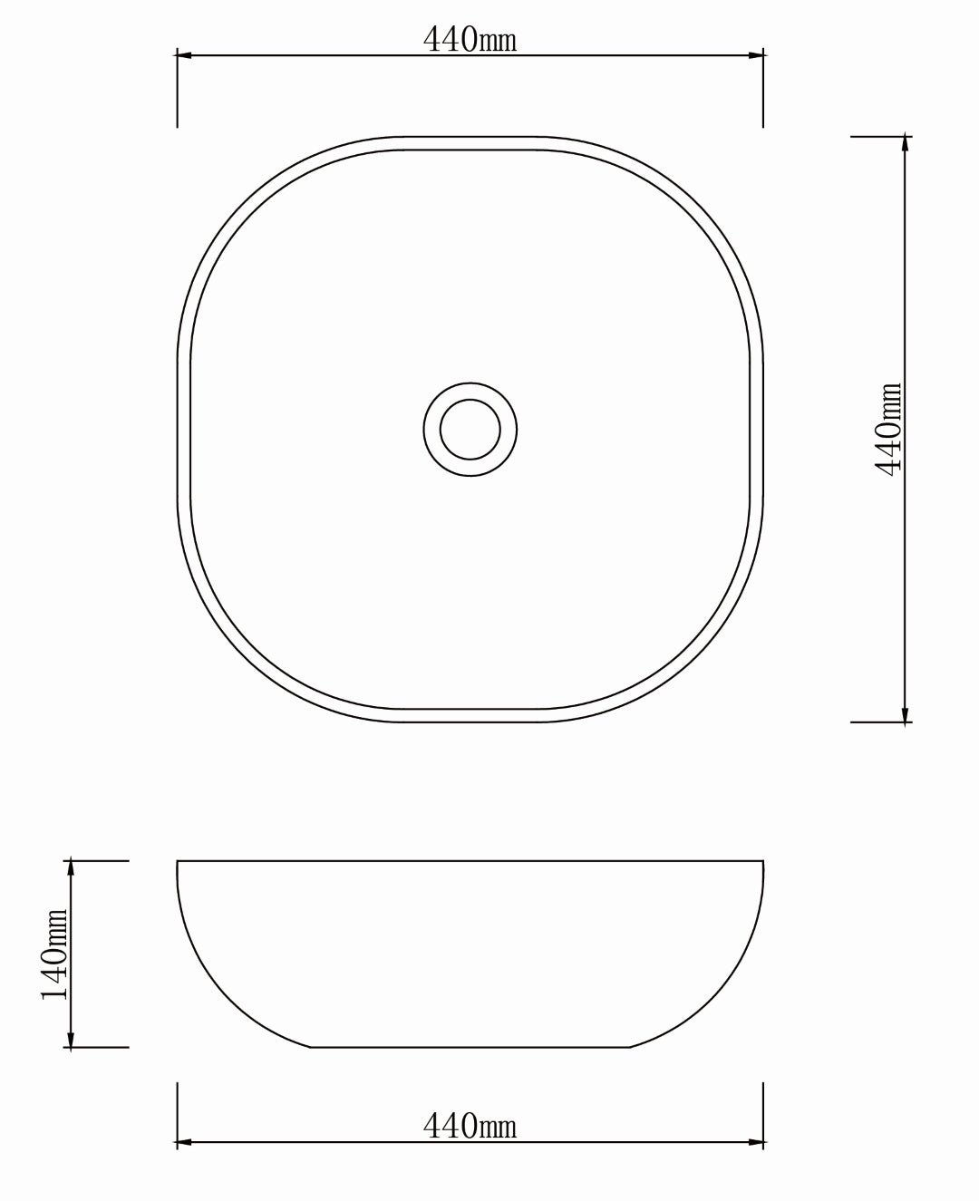 INFINITY ABOVE COUNTER BASIN ROUND PORCELAIN 440MM