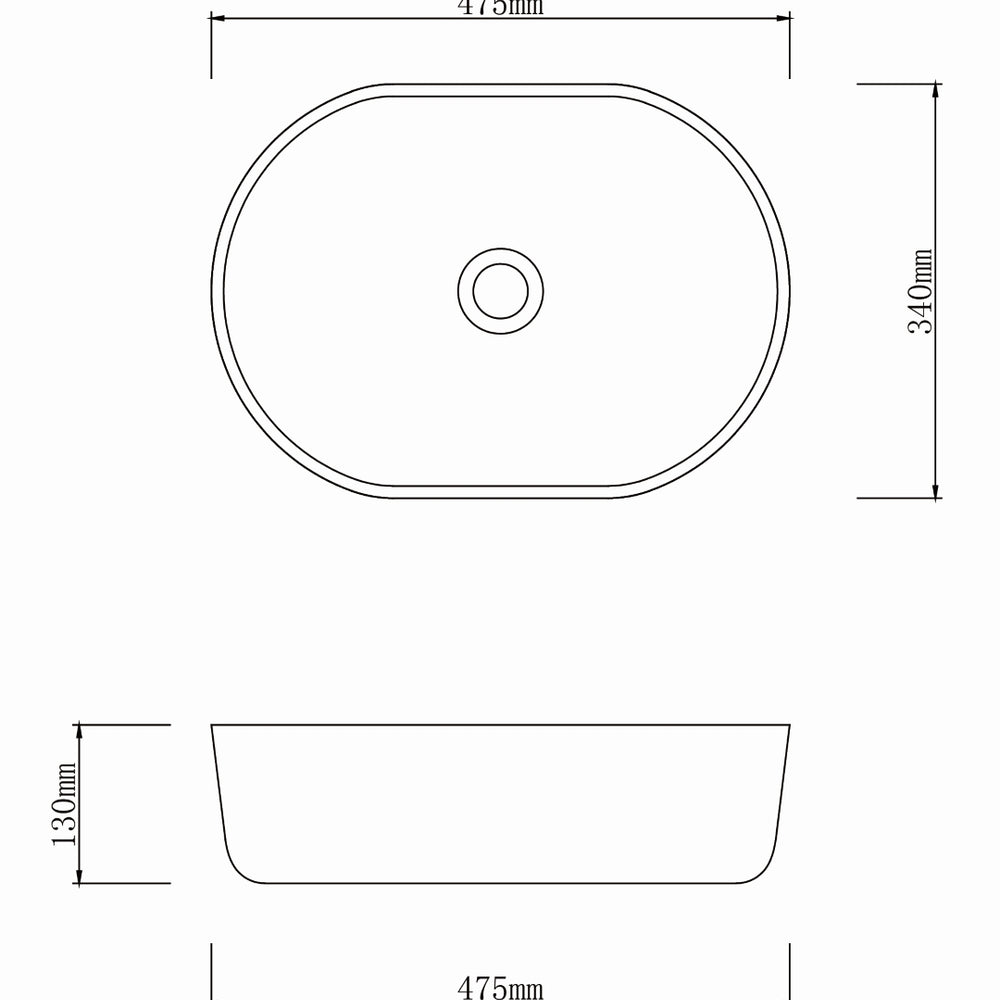 INFINITY ABOVE COUNTER BASIN OVAL PORCELAIN 475MM