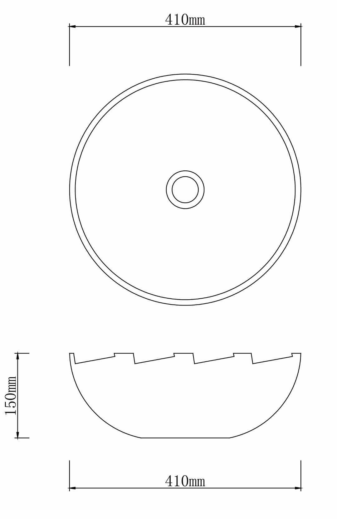 INFINITY ABOVE COUNTER BASIN ROUND PORCELAIN 410MM