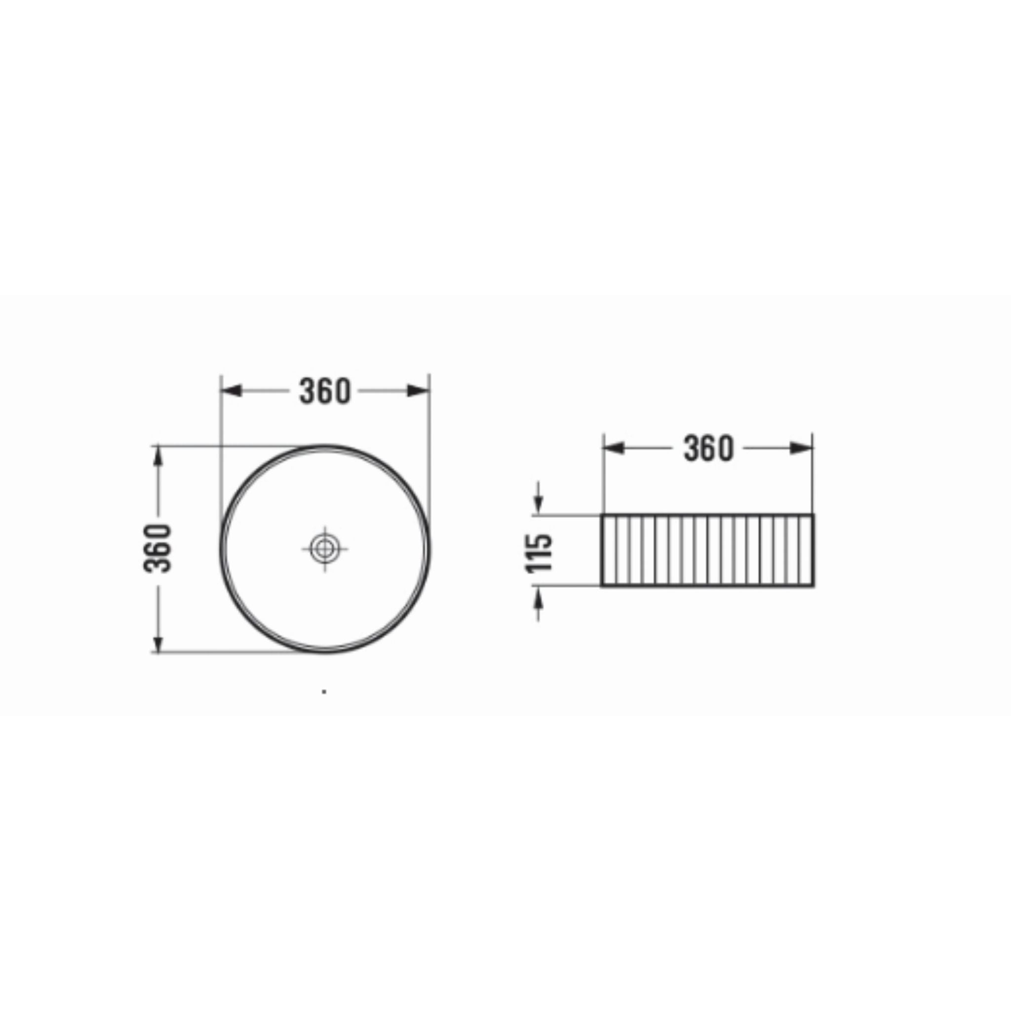 INFINITY ABOVE COUNTER CERAMIC BASIN ROUND MATTE BLACK 360MM