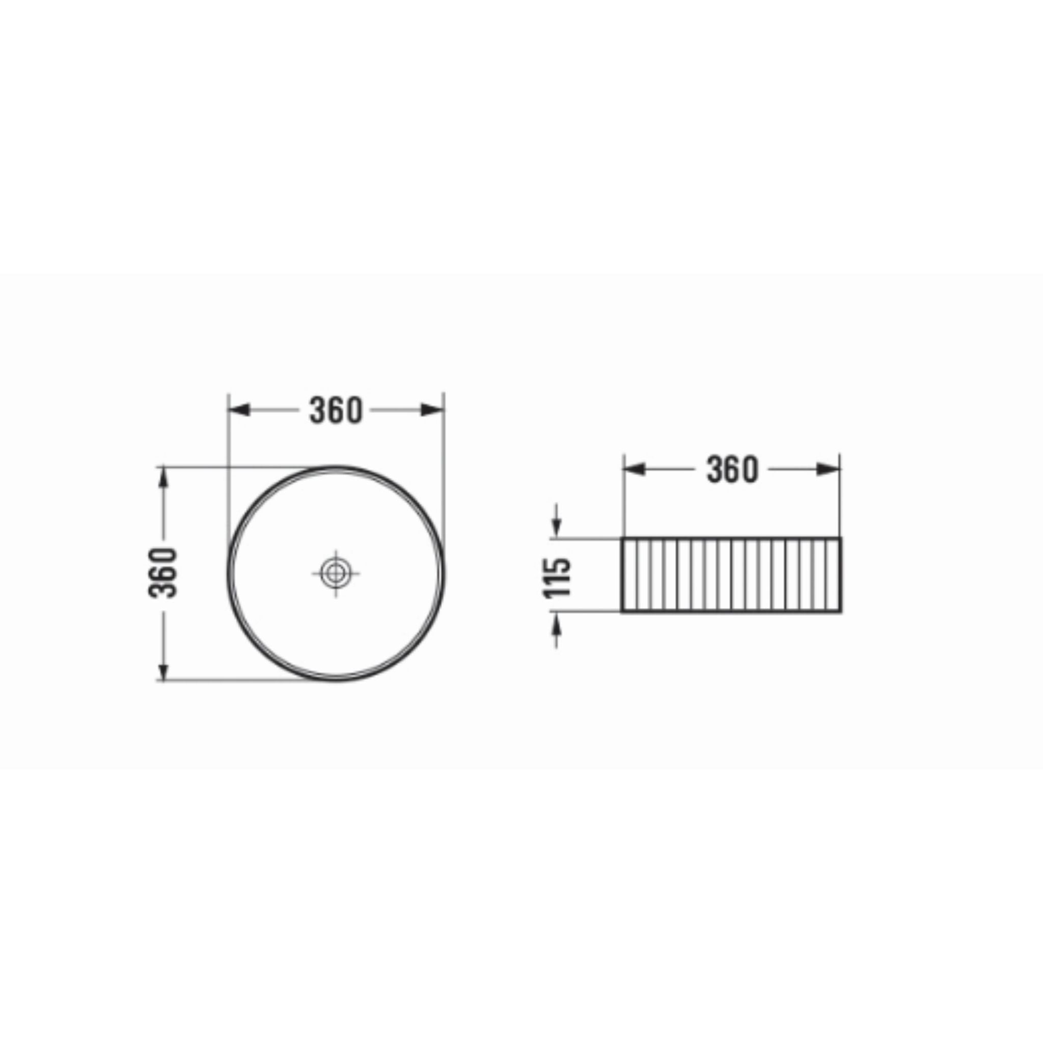 INFINITY ABOVE COUNTER CERAMIC BASIN ROUND MATTE WHITE 360MM