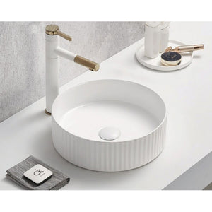 INFINITY ABOVE COUNTER CERAMIC BASIN ROUND MATTE WHITE 360MM