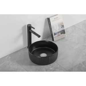INFINITY ABOVE COUNTER CERAMIC BASIN ROUND MATTE BLACK 300MM