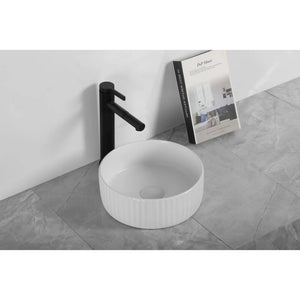 INFINITY ABOVE COUNTER CERAMIC BASIN ROUND MATTE WHITE 300MM