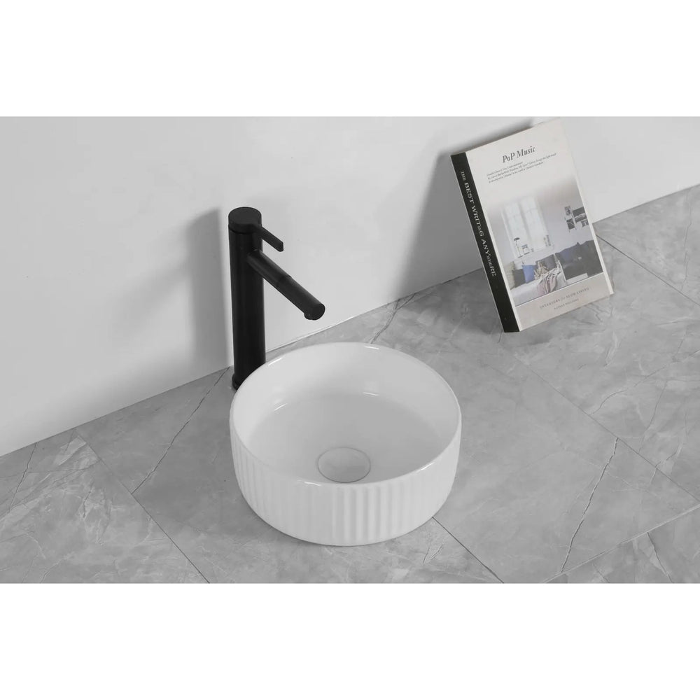 INFINITY ABOVE COUNTER CERAMIC BASIN ROUND GLOSS WHITE 300MM