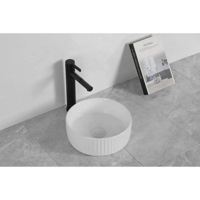 INFINITY ABOVE COUNTER CERAMIC BASIN ROUND GLOSS WHITE 300MM