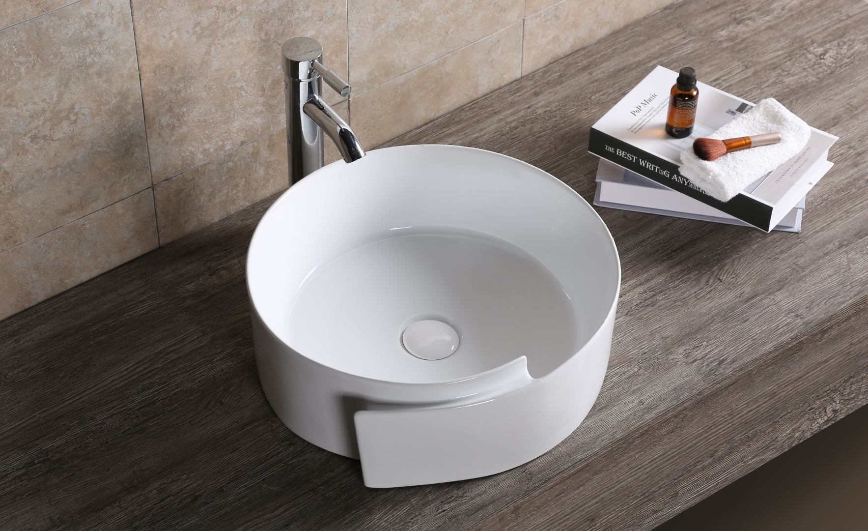 INFINITY ABOVE COUNTER BASIN ROUND GLOSS WHITE 440MM