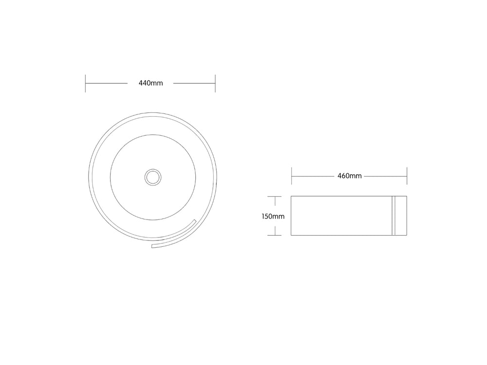INFINITY ABOVE COUNTER BASIN ROUND GLOSS WHITE 440MM