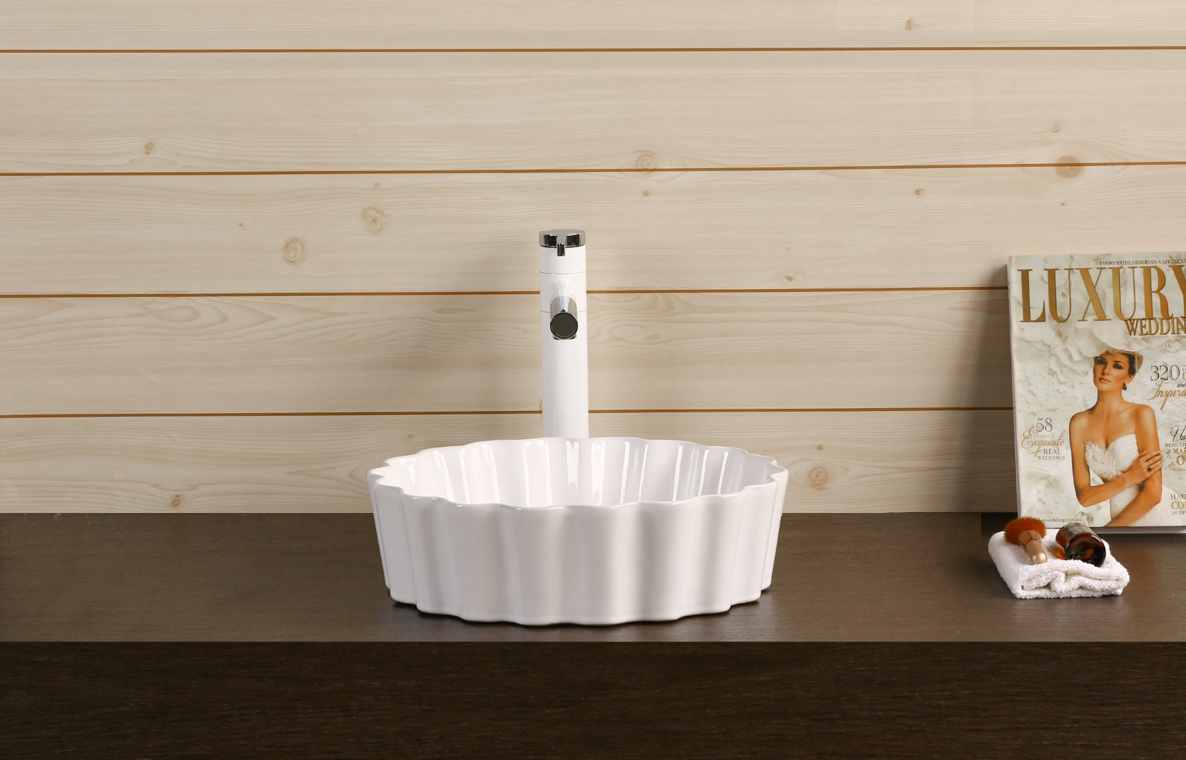 INFINITY CERAMIC BASIN ABOVE COUNTER ROUND GLOSS WHITE 385MM