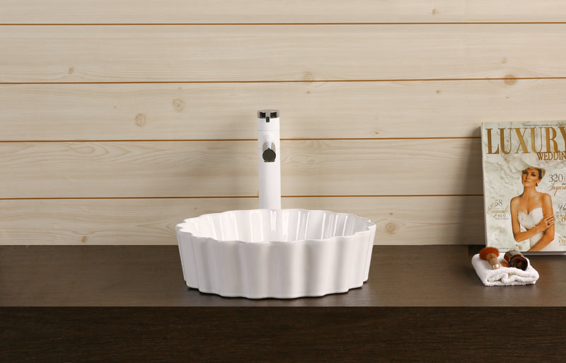 INFINITY CERAMIC BASIN ABOVE COUNTER 385MM ROUND GLOSS WHITE