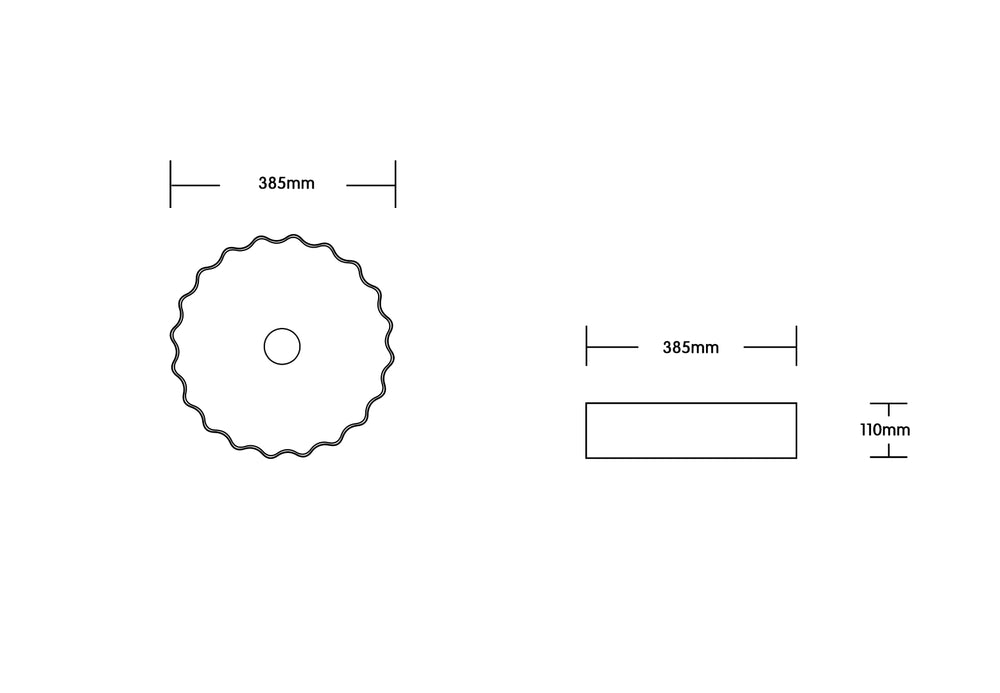 INFINITY CERAMIC BASIN ABOVE COUNTER ROUND GLOSS WHITE 385MM