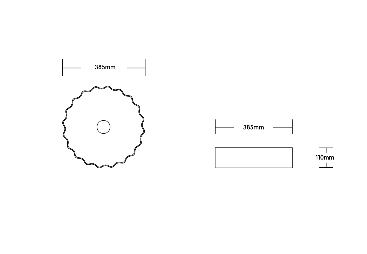 INFINITY CERAMIC BASIN ABOVE COUNTER ROUND GLOSS WHITE 385MM