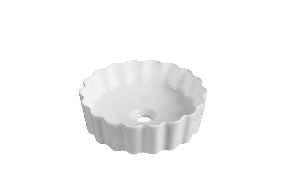 INFINITY CERAMIC BASIN ABOVE COUNTER ROUND GLOSS WHITE 385MM