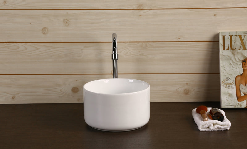 INFINITY CERAMIC BASIN ABOVE COUNTER 220MM ROUND GLOSS WHITE