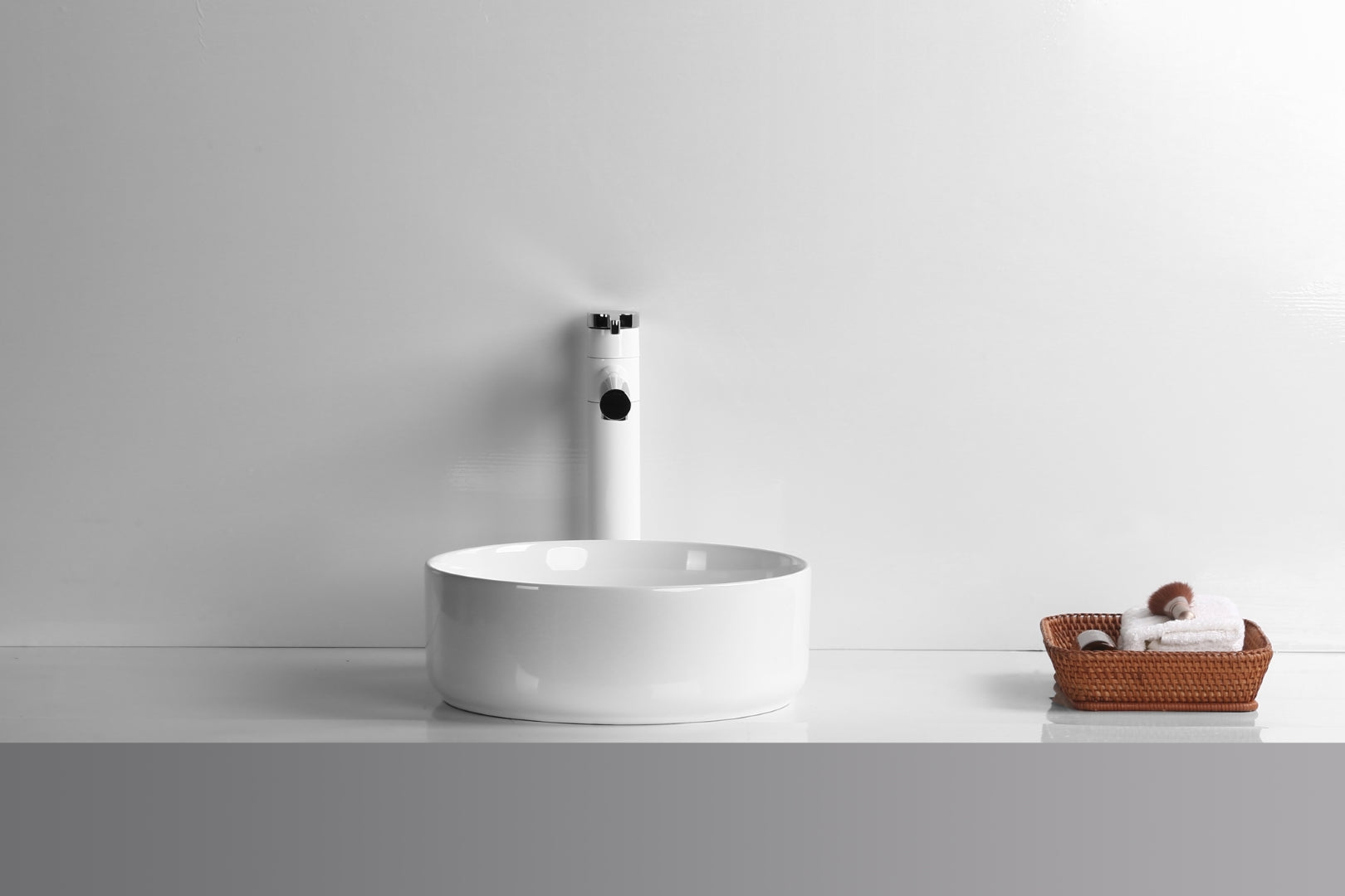 INFINITY CERAMIC BASIN ABOVE COUNTER ROUND GLOSS WHITE 310MM