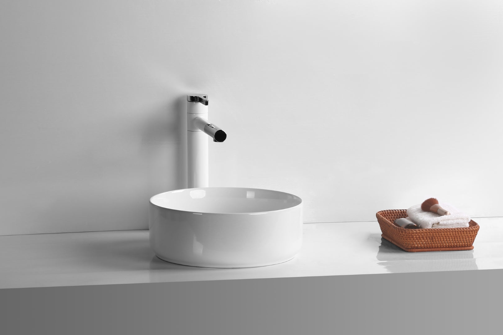 INFINITY CERAMIC BASIN ABOVE COUNTER ROUND GLOSS WHITE 310MM