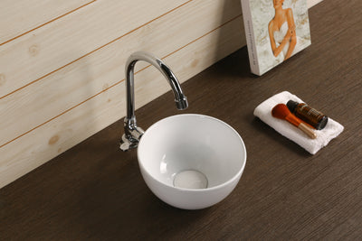 INFINITY CERAMIC BASIN ABOVE COUNTER ROUND GLOSS WHITE 215MM