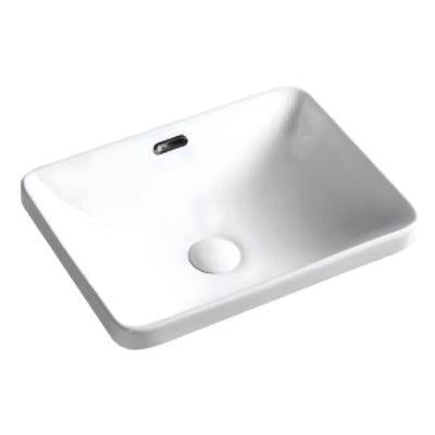 INFINITY DROP-IN CERAMIC BASIN WITH OVERFLOW GLOSS WHITE 450MM