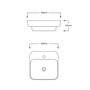 INFINITY CERAMIC ART BASIN DROP IN SQUARE GLOSS WHITE 420MM