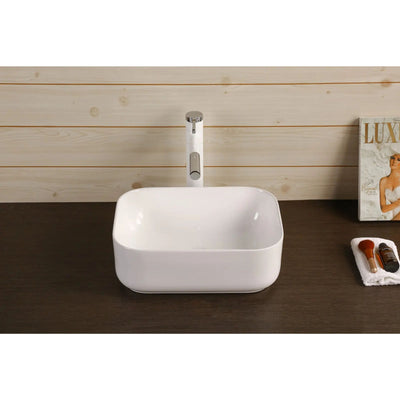 INFINITY ABOVE COUNTER CERAMIC BASIN RECTANGULAR GLOSS WHITE 400MM