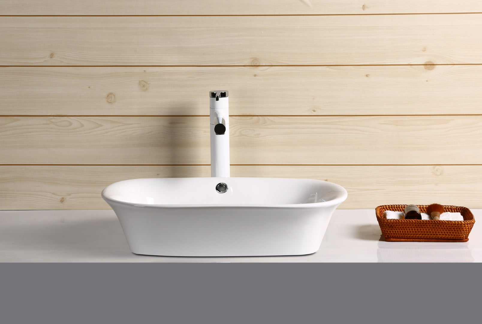 INFINITY CERAMIC BASIN ABOVE COUNTER RECTANGULAR GLOSS WHITE 550MM