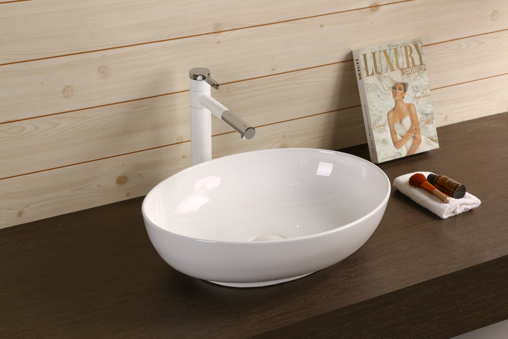 INFINITY CERAMIC BASIN ABOVE COUNTER OVAL GLOSS WHITE 515MM