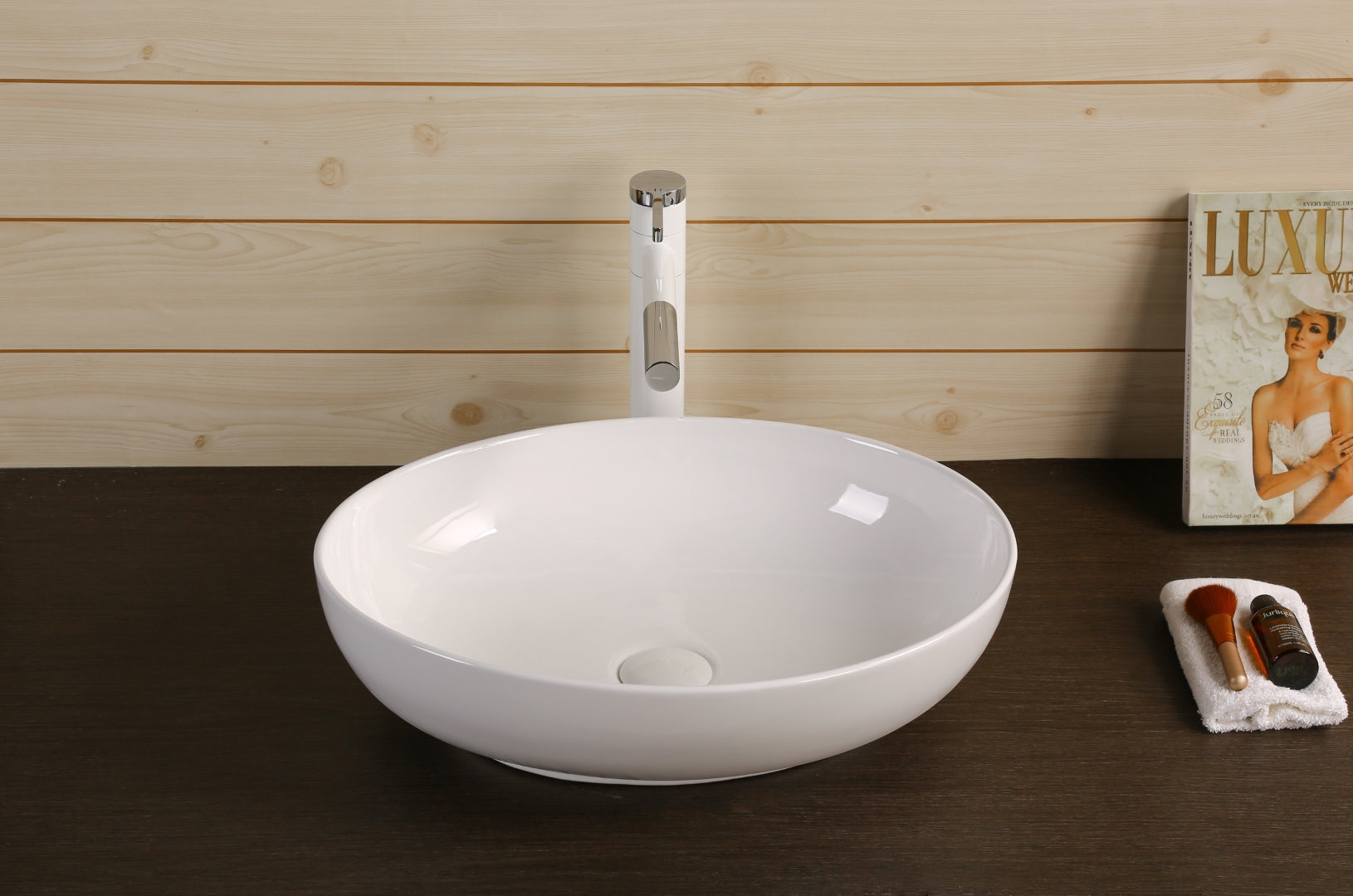 INFINITY CERAMIC BASIN ABOVE COUNTER OVAL GLOSS WHITE 515MM