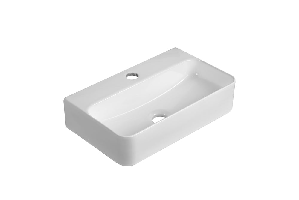 INFINITY CERAMIC BASIN ABOVE COUNTER RECTANGULAR GLOSS WHITE 450MM