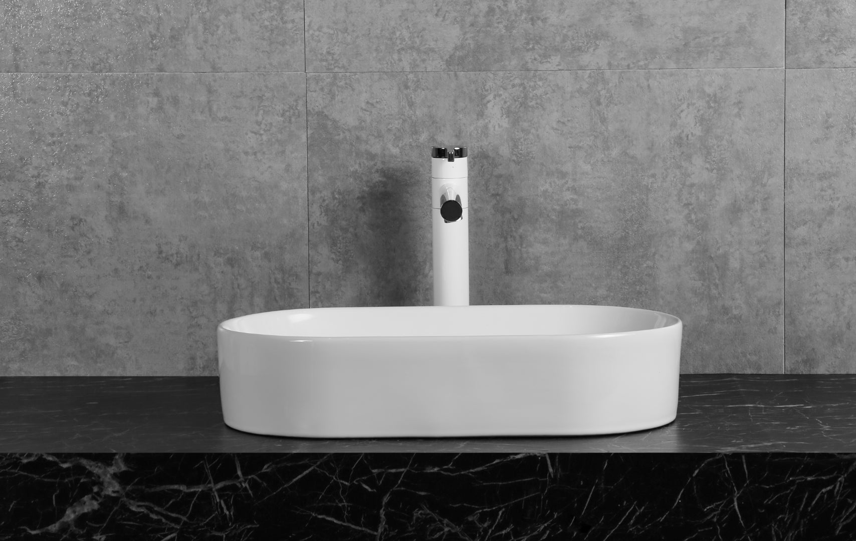 INFINITY CERAMIC BASIN ABOVE COUNTER OVAL GLOSS WHITE 530MM