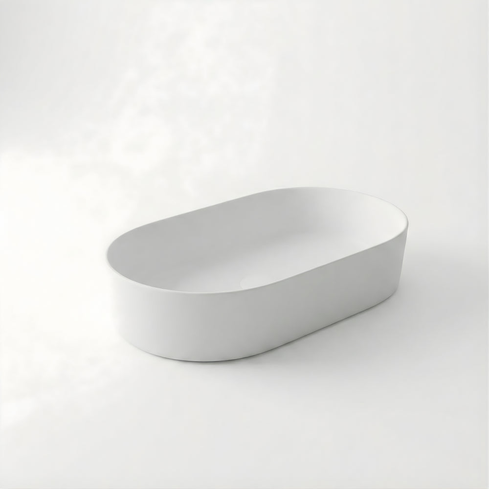 INFINITY CERAMIC BASIN ABOVE COUNTER OVAL MATTE WHITE 520MM